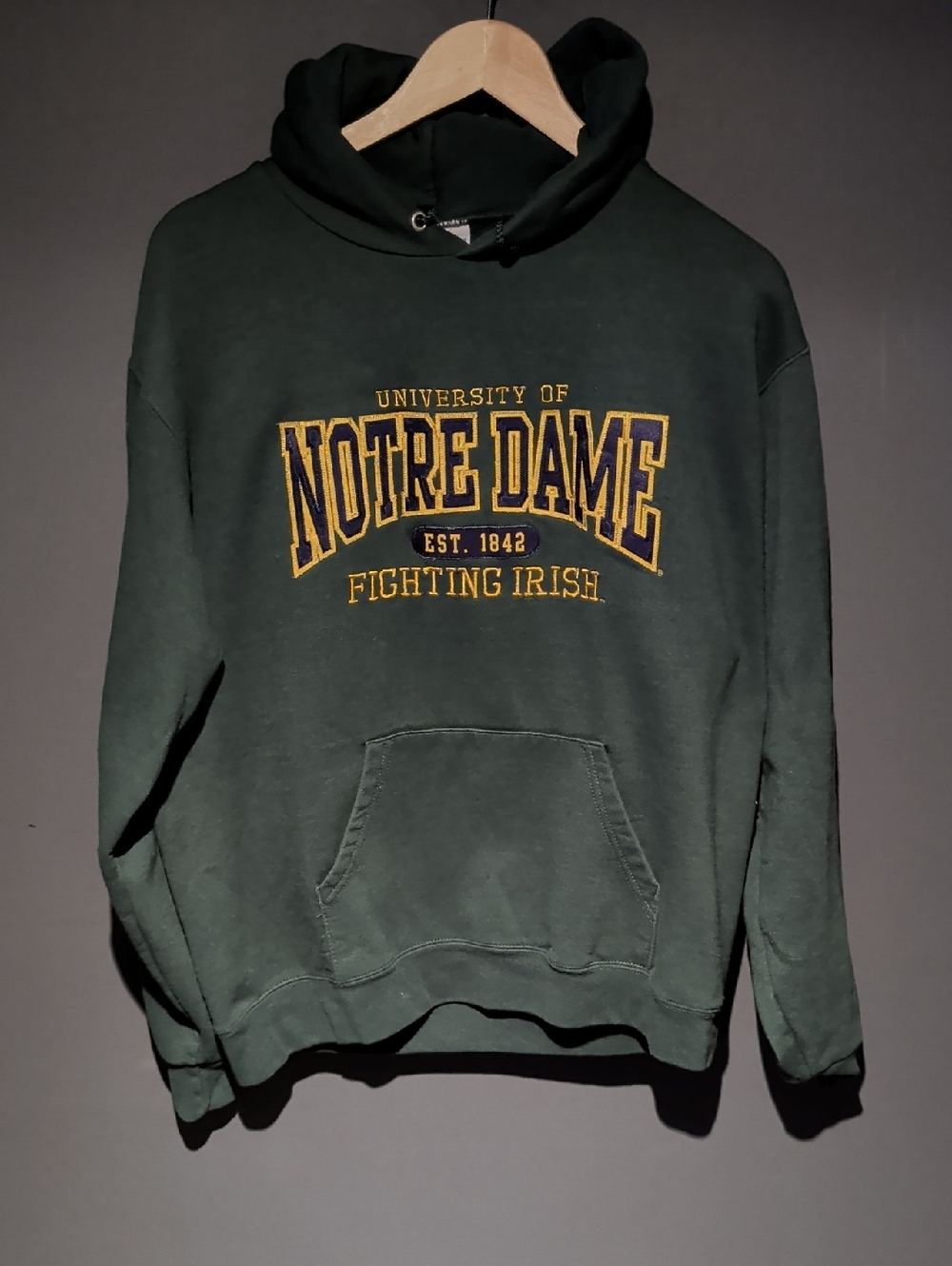 Champion Dark Green Pullover Hoodie with Yellow Logo